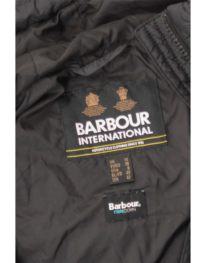 Barbour Gilet rembourré long à capuche surdimensionné pour femme UK 12 Noir moyen