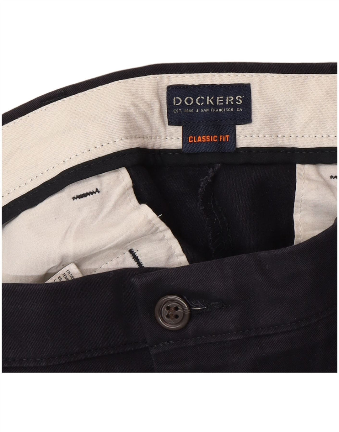 DOCKERS Pantalon Chino Coupe Classique Homme W34 L30 Bleu Marine Coton Classique