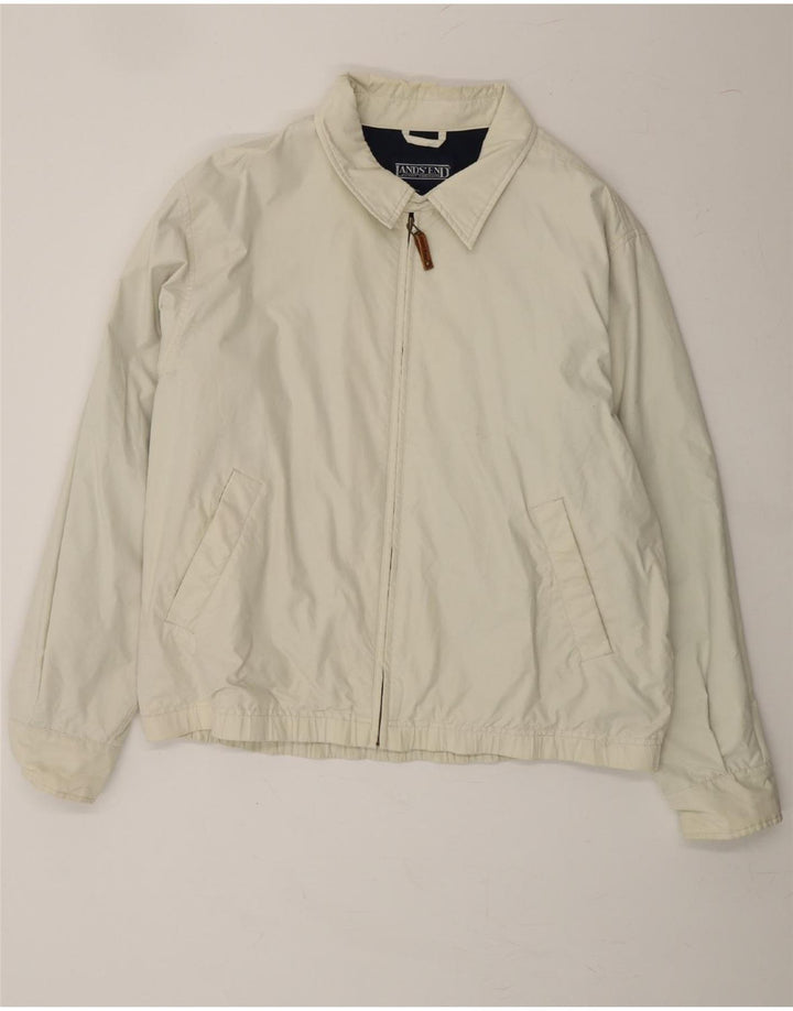 LANDS END Mens Bomber Jacket UK 40 Large White Nylon Vintage Lands End and Second-Hand Lands End from Messina Hembry 