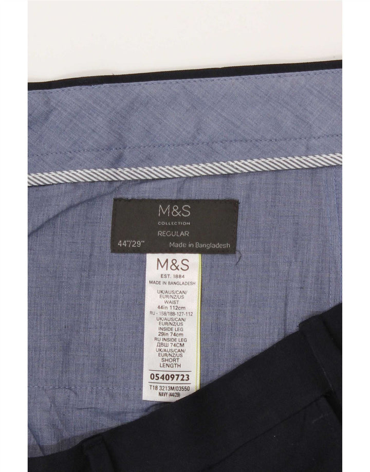 Marks & Spencer Pantalon court régulier pour homme W44 L26 Bleu marine Polyester