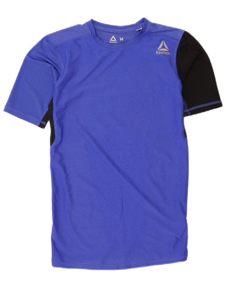 Reebok T-Shirt Femme UK 42 Bleu Moyen Colorblock Polyester