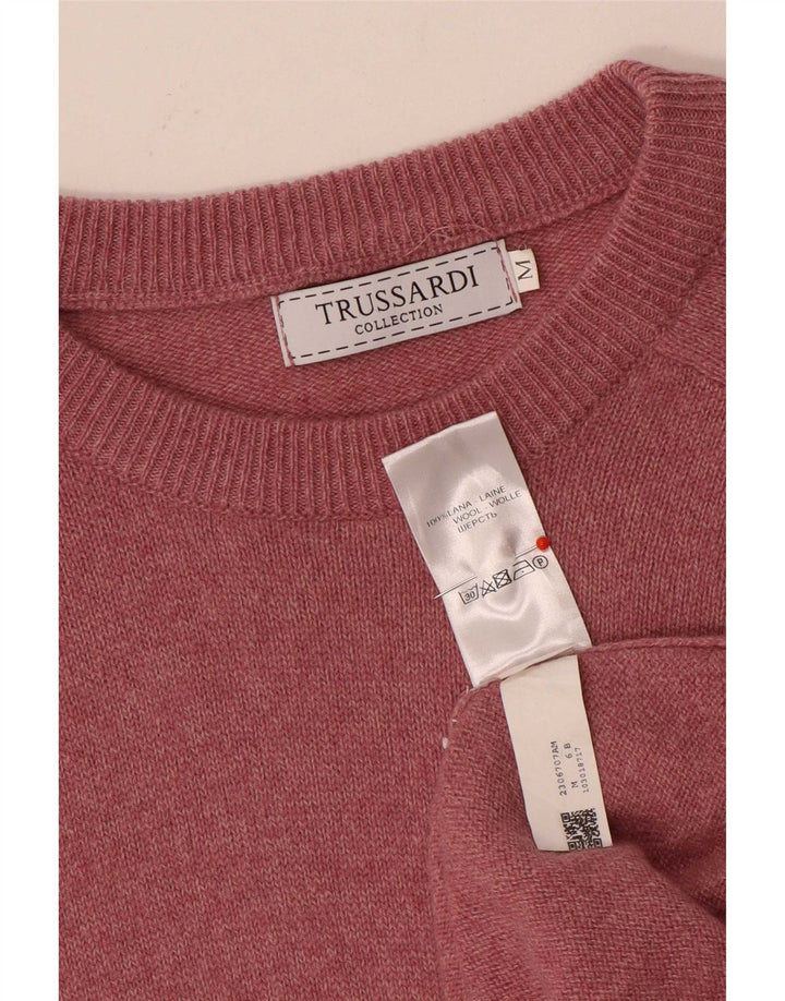 Trussardi Pull Col Ras Du Cou Laine Rose Moyen |