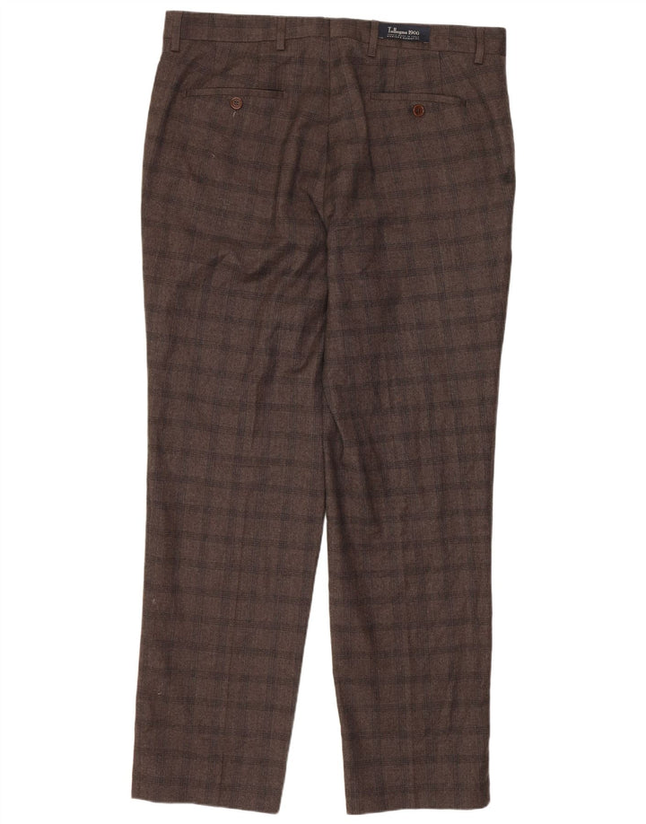 MARKS & SPENCER Pantalon de Costume Coupe Ajustée pour Homme W34 L31 Marron à Carreaux