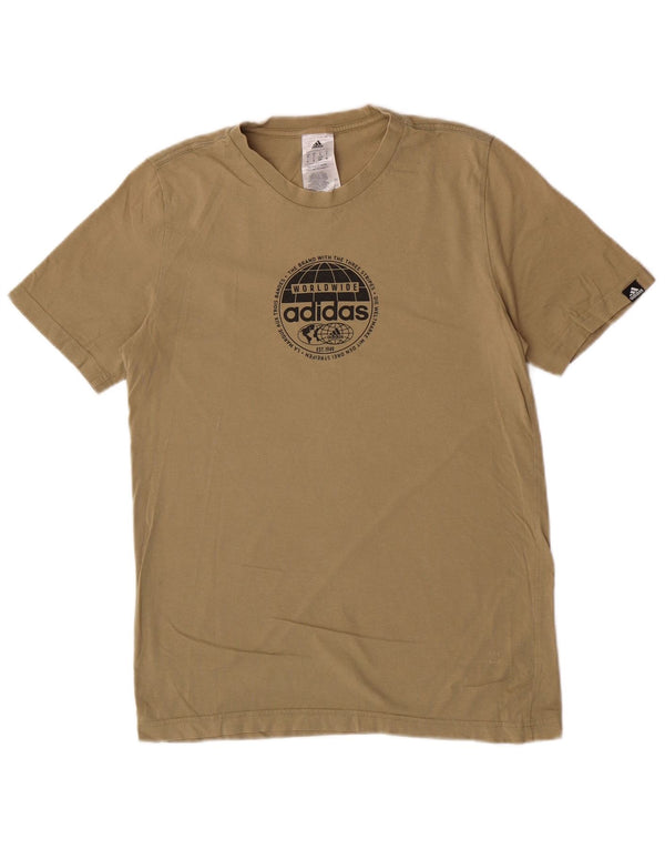 Adidas Mens Regular Graphic T-Shirt Top Petit Kaki Coton