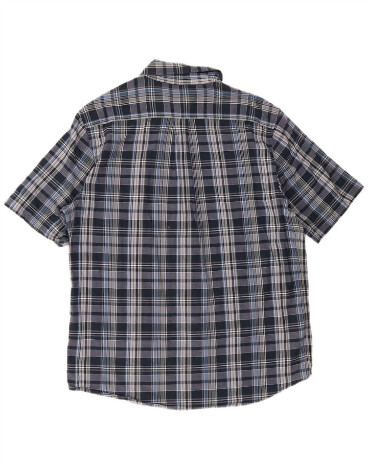 Woolrich Chemise à manches courtes pour hommes, coupe régulière, en coton à carreaux bleus