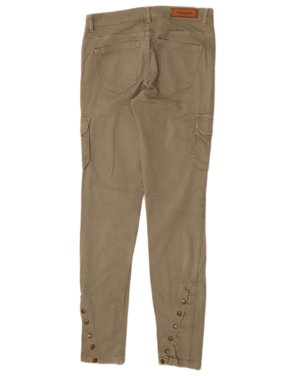 Zara Pantalon Cargo Slim Femme EU 34 2XS W24 L28 Coton Kaki