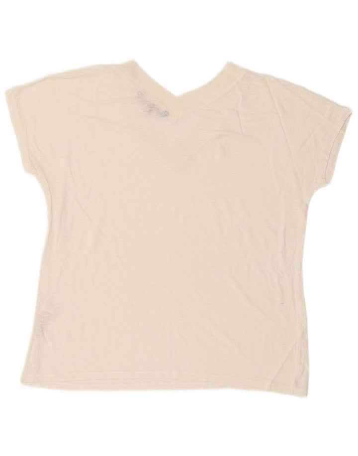 French Connection T-shirt court pour femme UK 10 Petit lin blanc cassé