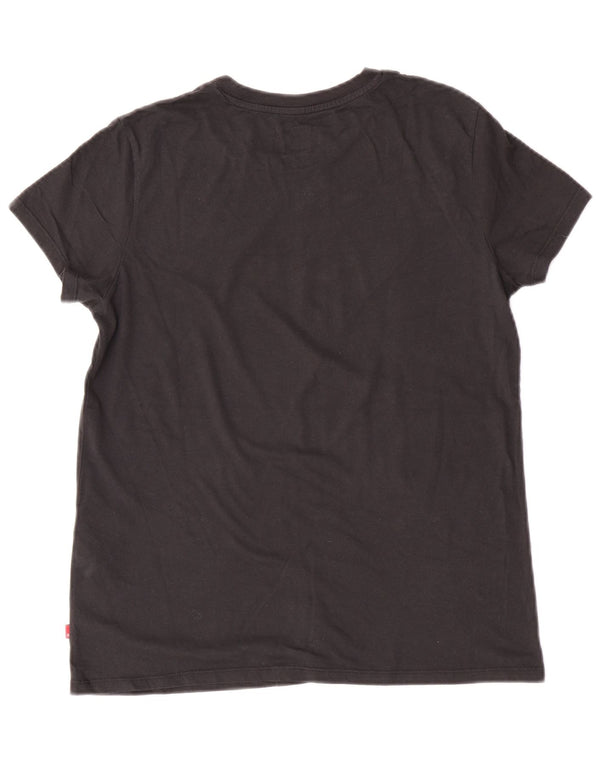 Levi's T-Shirt Graphique Femme UK 14 Noir Moyen Coton