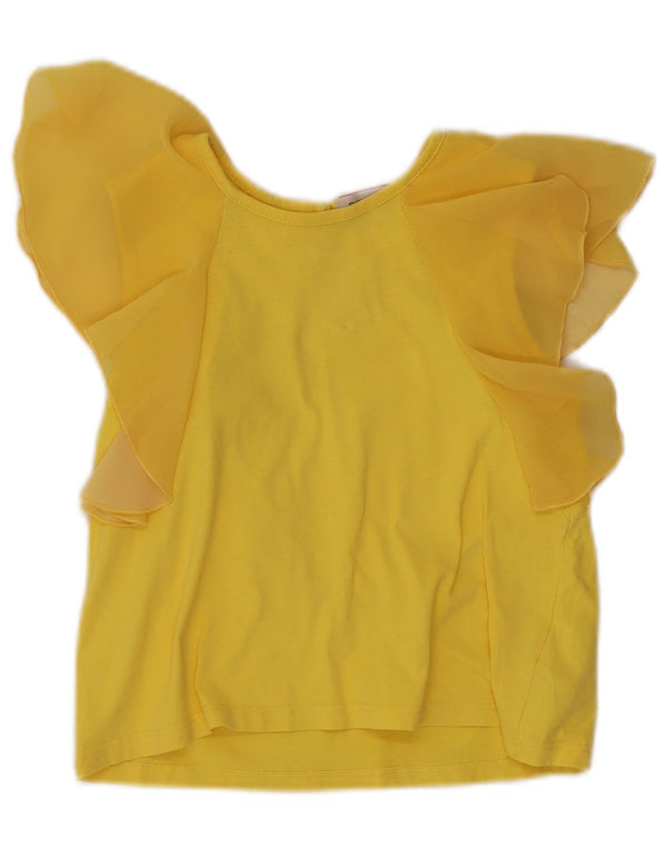 Pinko Femmes Crop Blouse Top UK 8 Petit Jaune Polyester