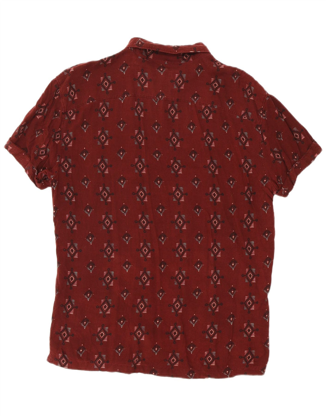 Pull & Bear Chemise à manches courtes pour homme en viscose géométrique marron moyen