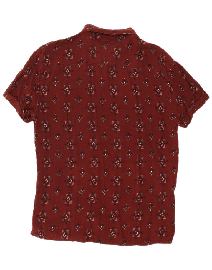 Pull & Bear Chemise à manches courtes pour homme en viscose géométrique marron moyen