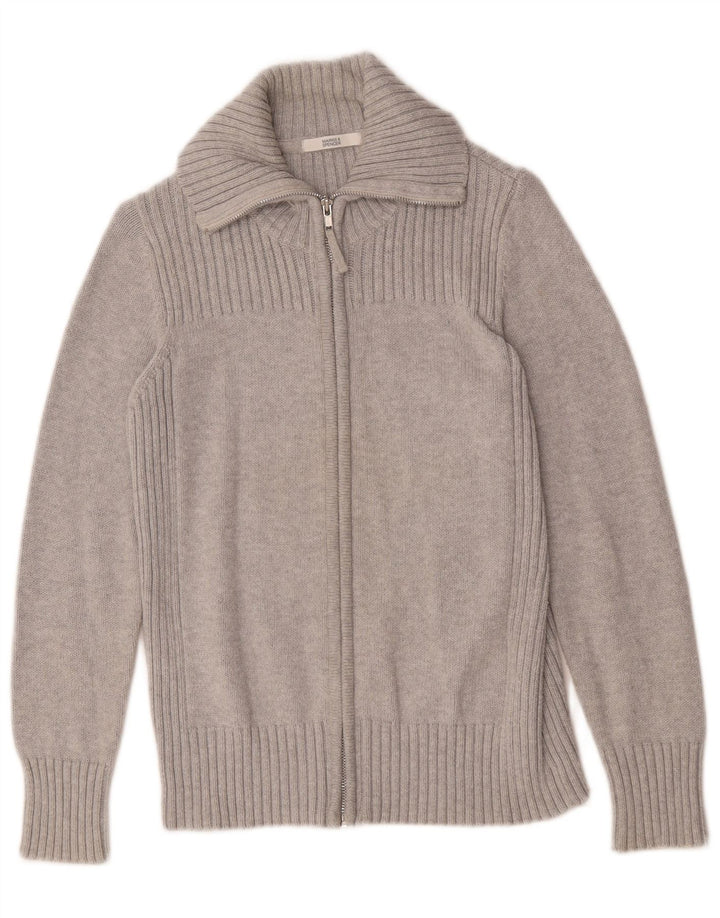 Marks & Spencer Pull Cardigan pour Femme UK 14 Grand Coton Gris