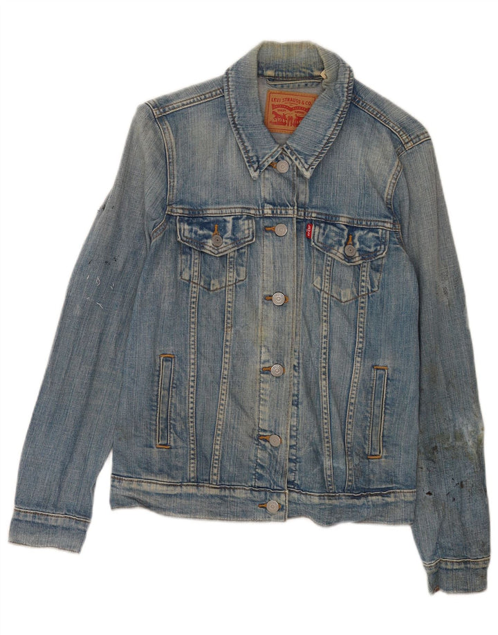 Levi's Veste en Jean Graphique Femme UK 8 Small Bleu Coton