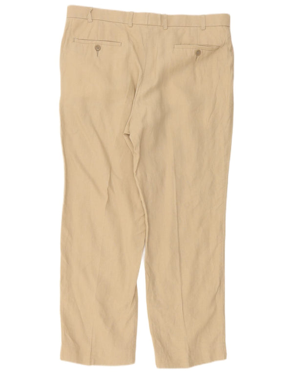 Marks & Spencer Pantalon de costume droit pour homme W38 L31 Lin beige