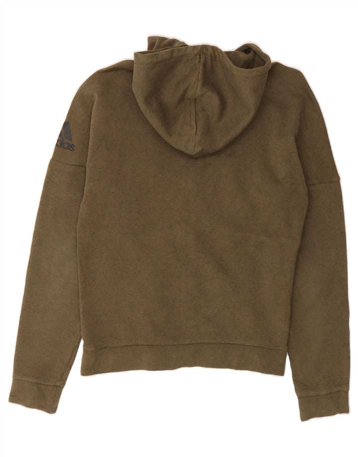 ADIDAS Mens Zip Hoodie Sweater Small Khaki Flecked Vintage Adidas and Second-Hand Adidas from Messina Hembry 