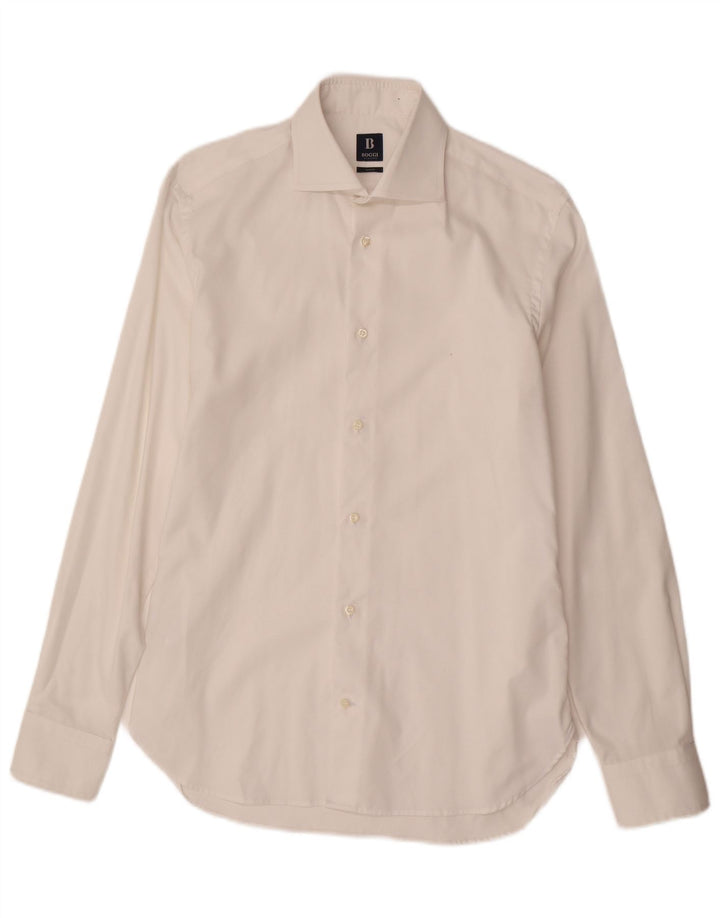 Boggi Chemise Slim Fit Homme Taille 39 15 1/2 Coton Blanc Moyen