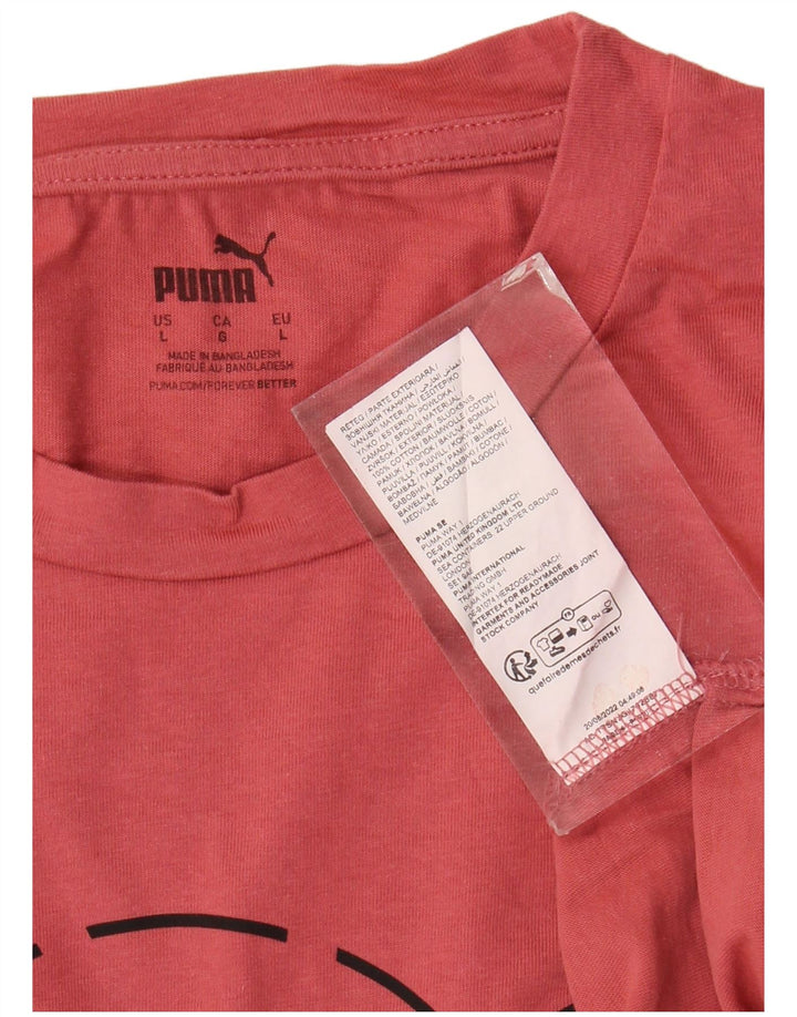 Puma Homme Graphic T-Shirt Top Large Rouge Coton