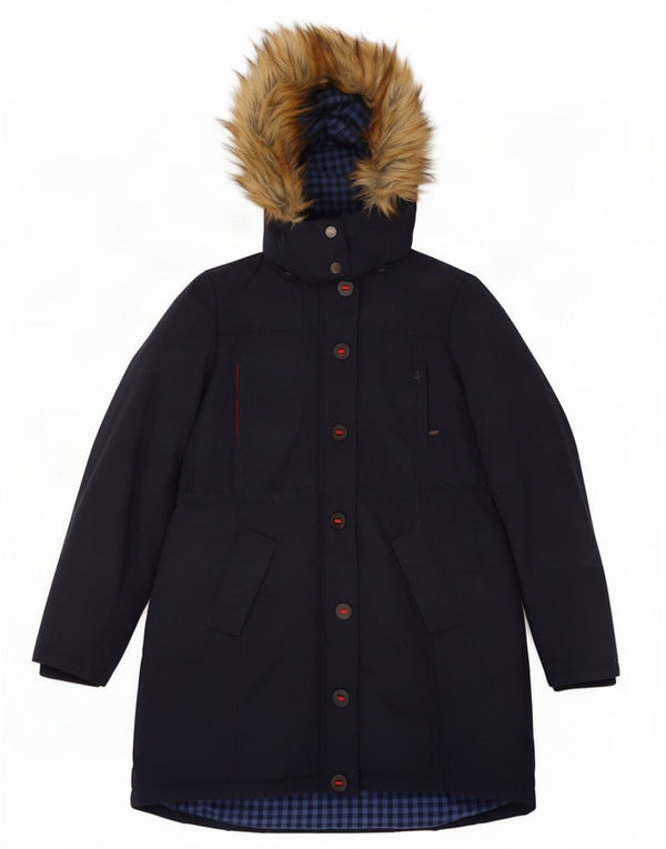 Fat Face Manteau rembourré à capuche pour femme UK 14 Medium Bleu marine Nylon