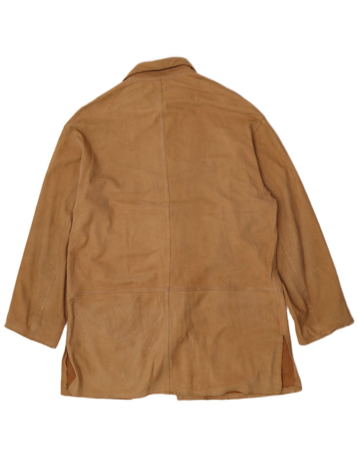 Enrico Mandelli Veste en cuir pour femme UK 18 XL Marron Classique