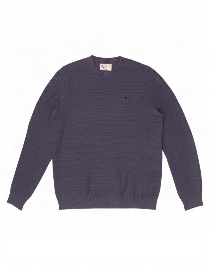 Penguin Pull à col rond pour homme en coton bleu Taille L