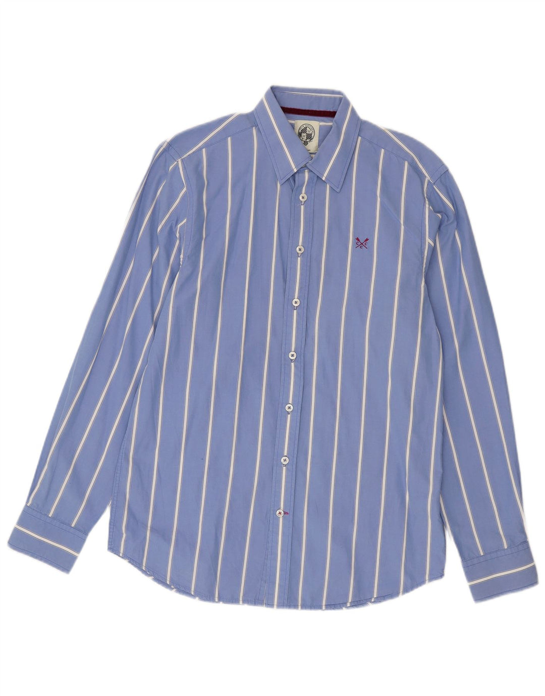 Crew Clothing Chemise Coupe Ajustée Homme Bleu Moyen Rayé Coton