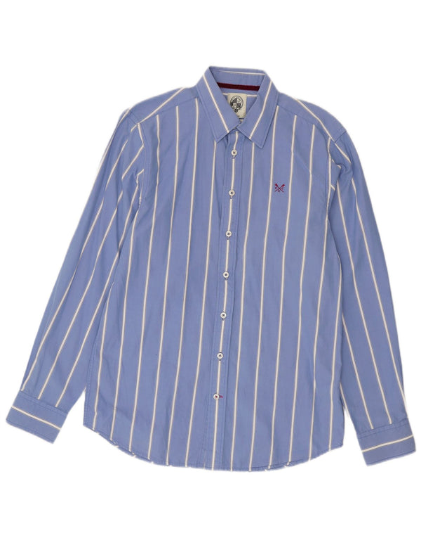 Crew Clothing Chemise Coupe Ajustée Homme Bleu Moyen Rayé Coton