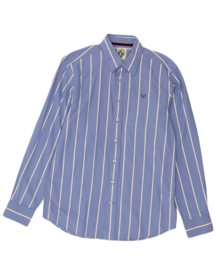 Crew Clothing Chemise Coupe Ajustée Homme Bleu Moyen Rayé Coton
