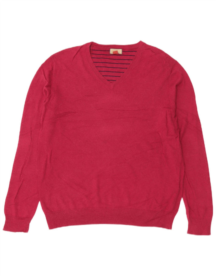 John Lewis Pull col V pour homme en coton rouge moyen