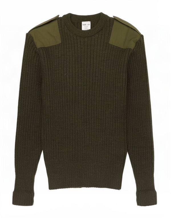 vintage Mens Military Crew Neck Jumper Pull UK 40 Kaki Moyen