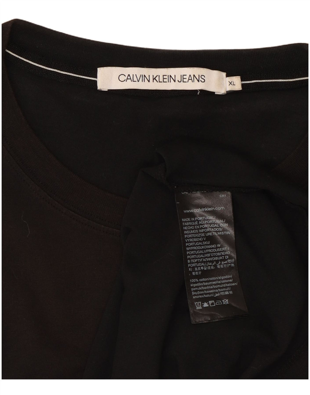 CALVIN KLEIN JEANS T-Shirt Graphique Homme Top XL Noir Coton