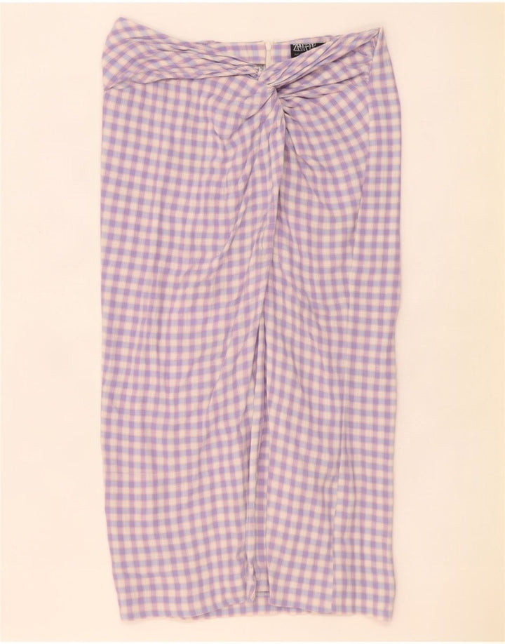 Zara Femme Maxi Jupe Large W32 Vichy Violet