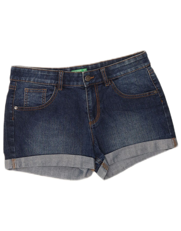 Benetton Girls Denim Shorts 15-16 Years 3XL W30 Blue