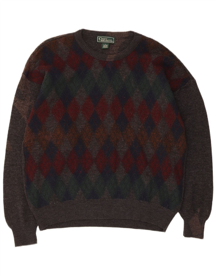 Croft & Barrow Pull ras du cou pour homme, grand, gris, argyle/diamant