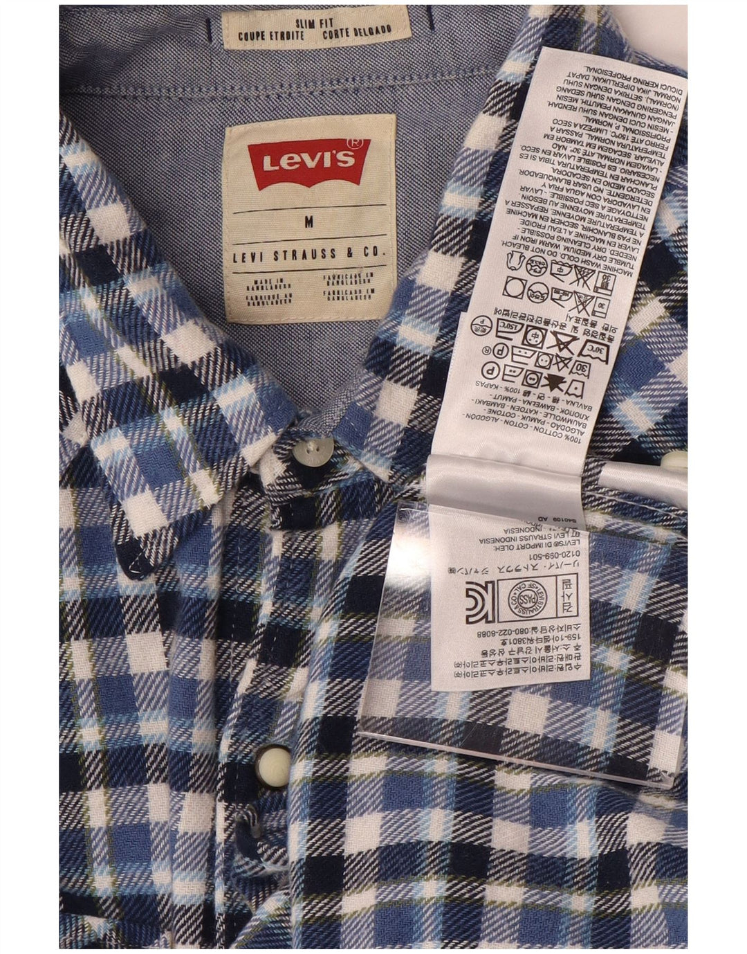 Levi's Chemise Slim Fit Flannel Homme Bleu Moyen Carreaux Coton