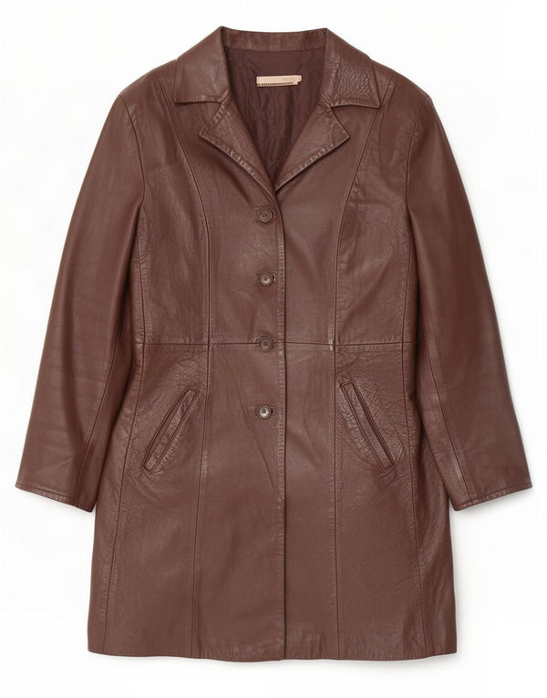 Manteau en cuir femme vintage IT 48 XL Marron
