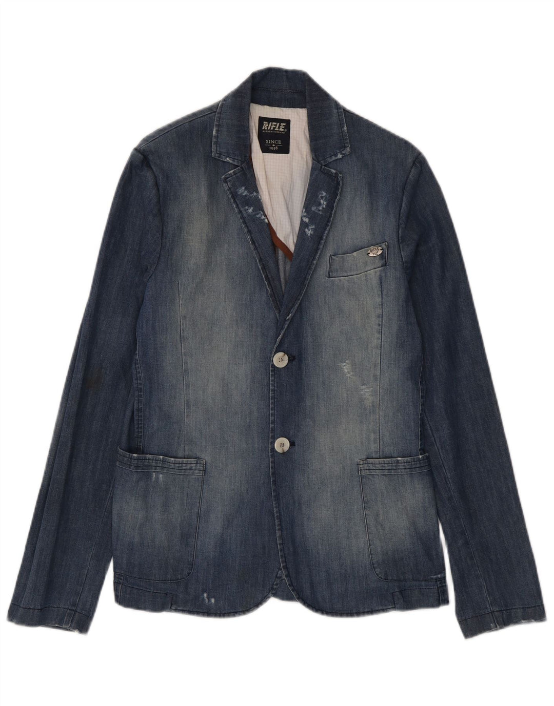 Rifle Veste blazer en jean vieilli pour homme UK 38 Bleu moyen en coton