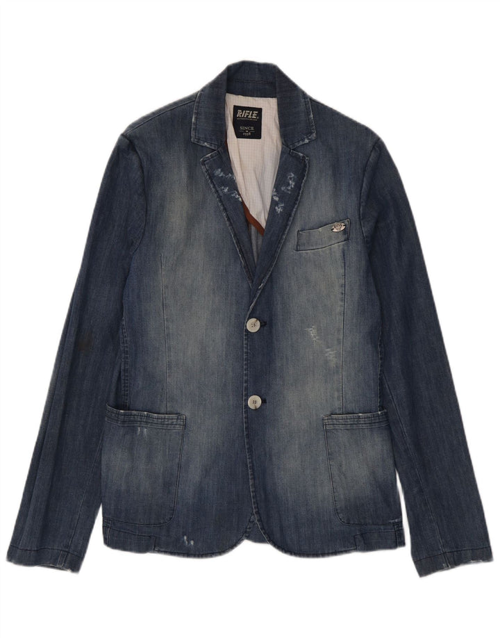 Rifle Veste blazer en jean vieilli pour homme UK 38 Bleu moyen en coton