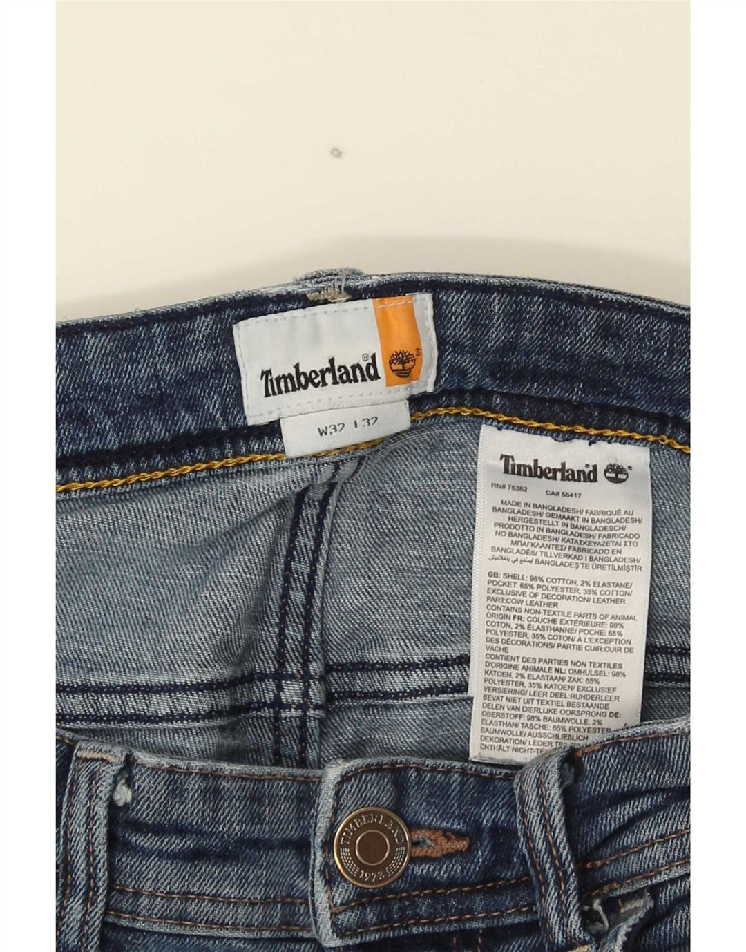 Timberland Jean Slim Homme W32 L32 Bleu Coton