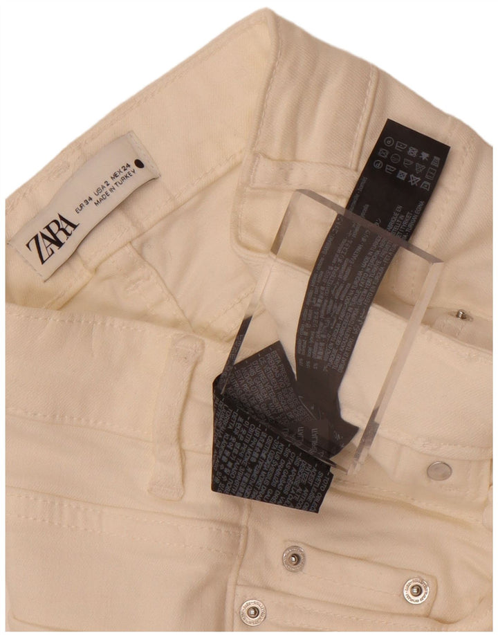 Zara Jean évasé femme EU 34 2XS W24 L32 coton blanc