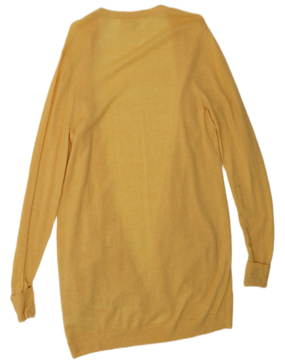 FAT FACE Cardigan ouvert long pour femme en laine jaune moyen UK 14