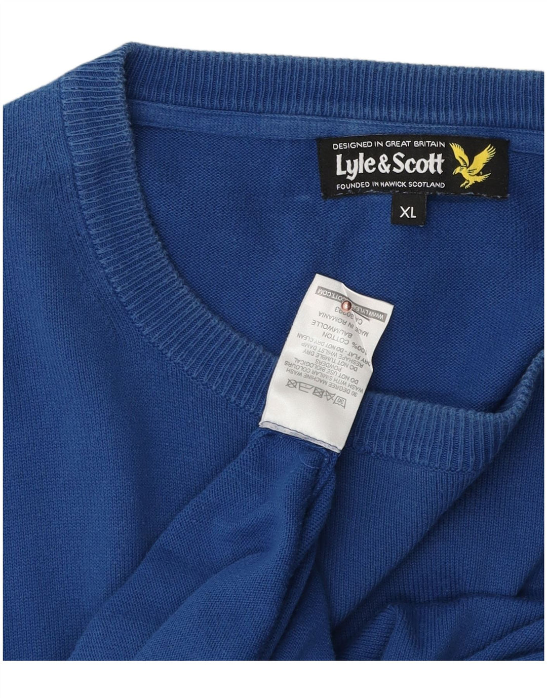 LYLE & SCOTT Pull Col Rond Homme XL Bleu Coton