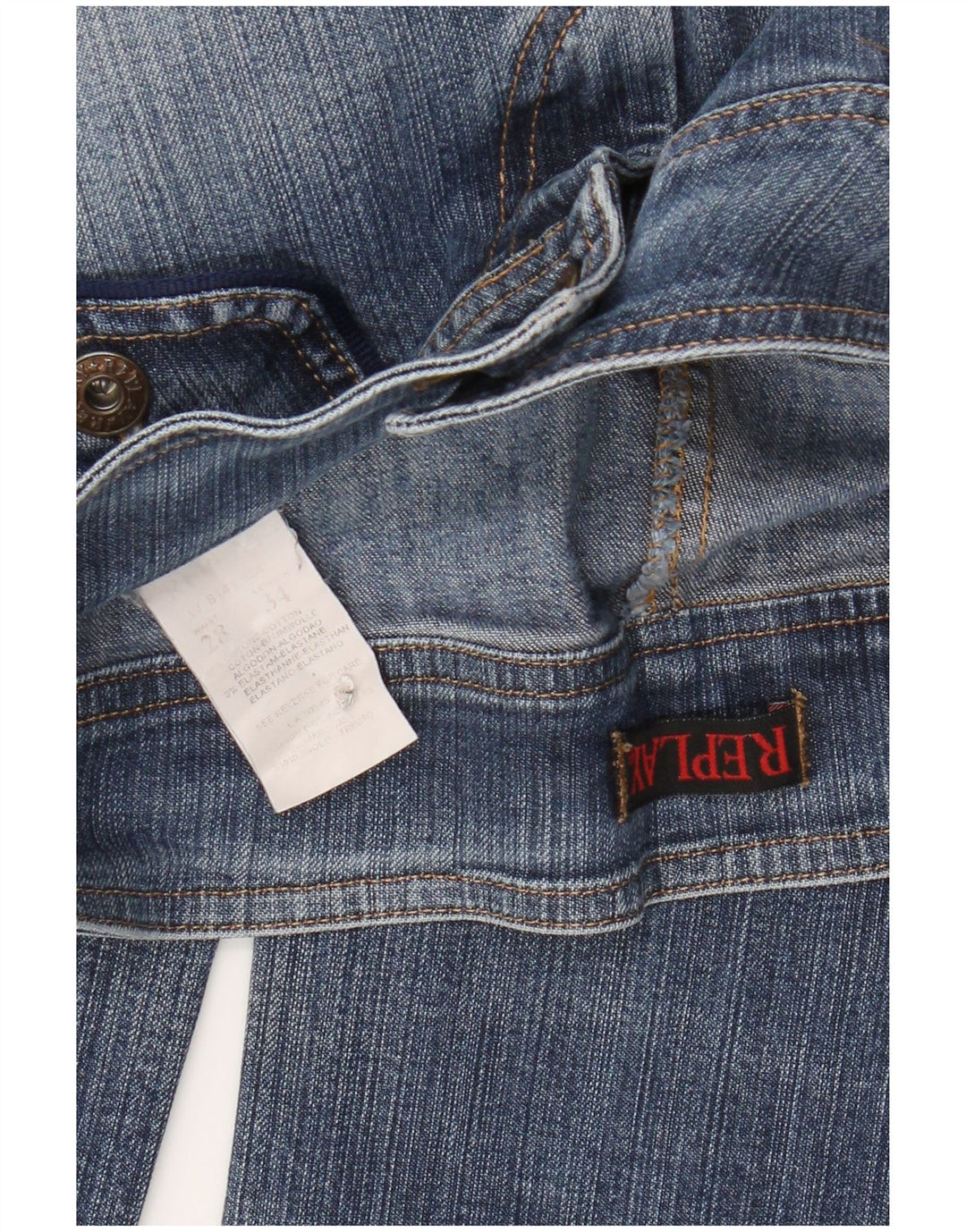 REPLAY Jean droit Femme W28 L34 Bleu Coton