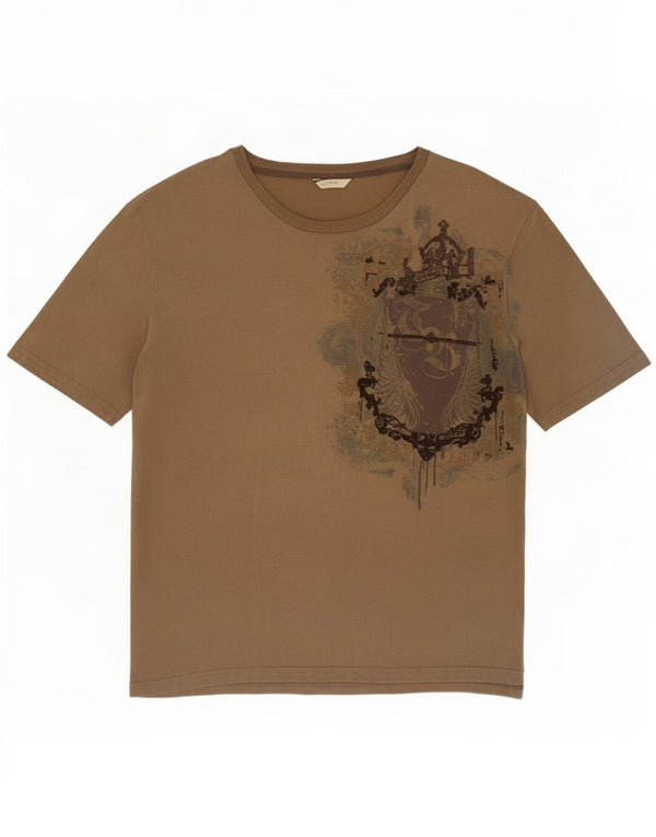 Ted Baker T-shirt graphique pour hommes Taille 4 Large Marron