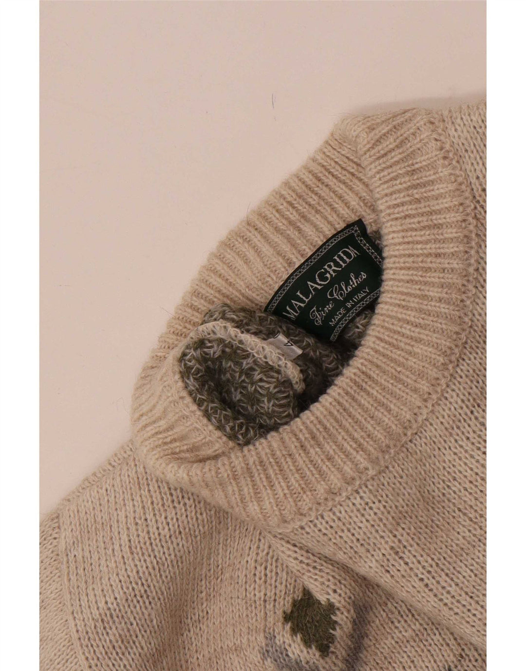 Malagrida Pull Col Rond Homme Beige Moyen Géométrique