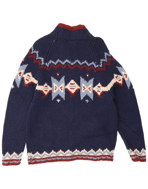 S. Moritz Cardigan pour homme XL en laine Fair Isle Bleu