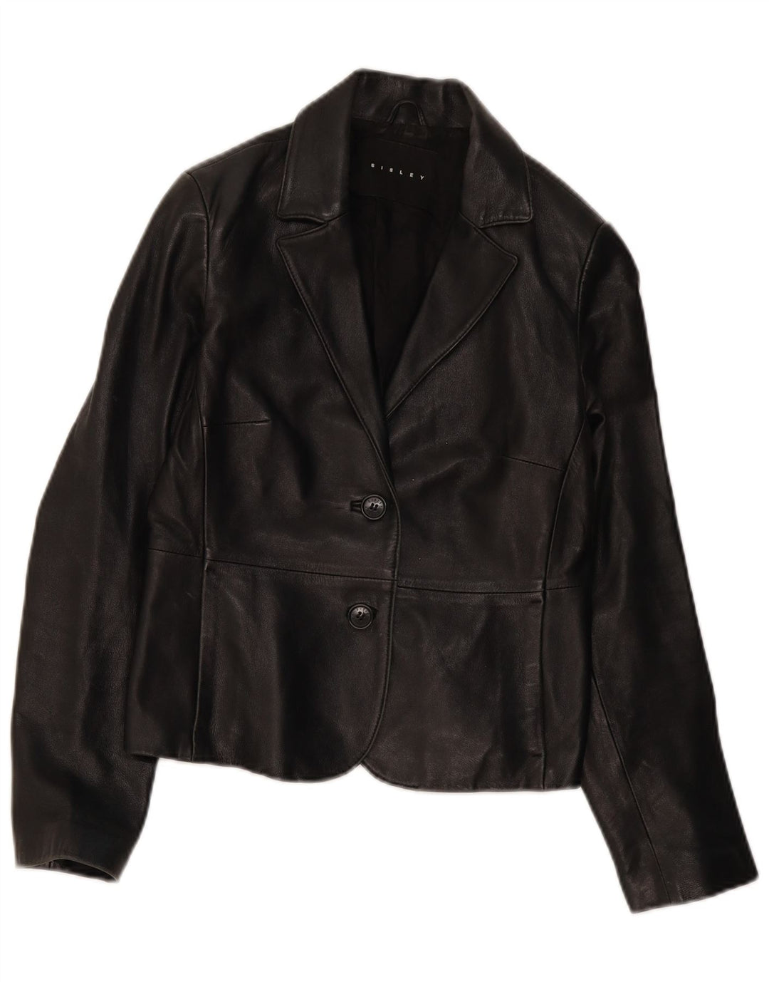 SISLEY Veste blazer en cuir à 2 boutons pour femme IT 44 Cuir noir moyen