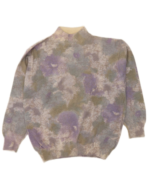 vintage Womens Turtle Neck Jumper Sweater UK 14 Grand Tie Dye multicolore
