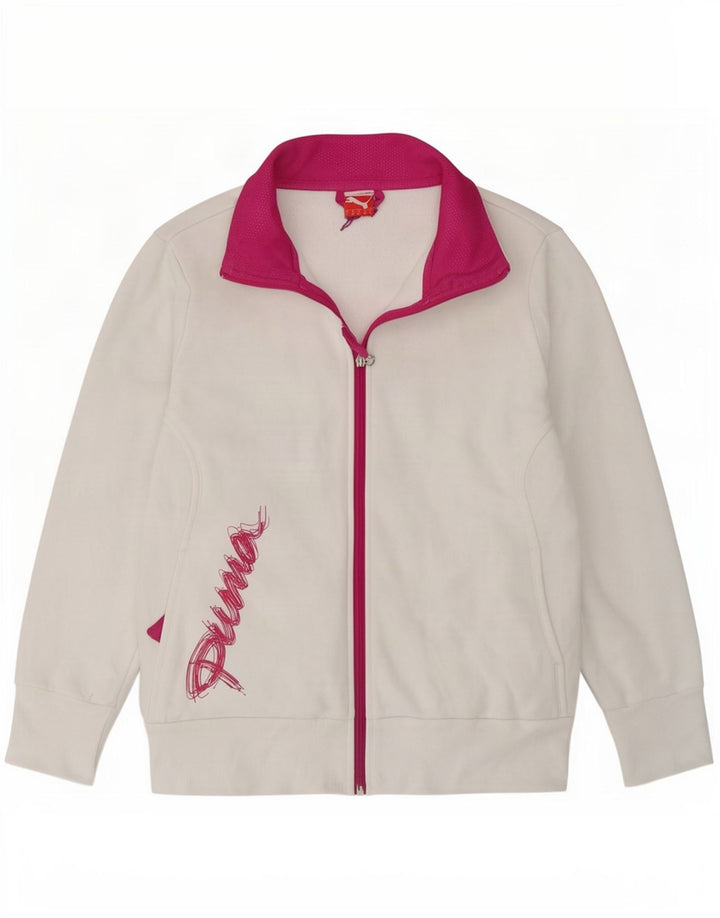Puma Veste de survêtement graphique pour femme UK 14 Large Blanc Colorblock