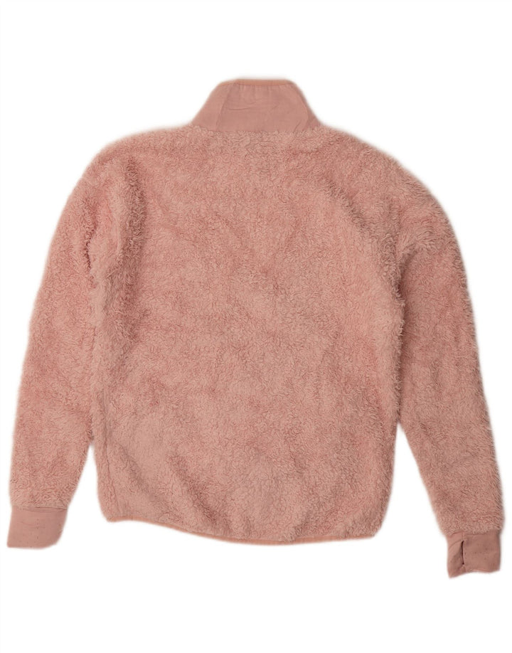 FILA Womens Oversized Fleece Jacket UK 10 Small Pink Polyester