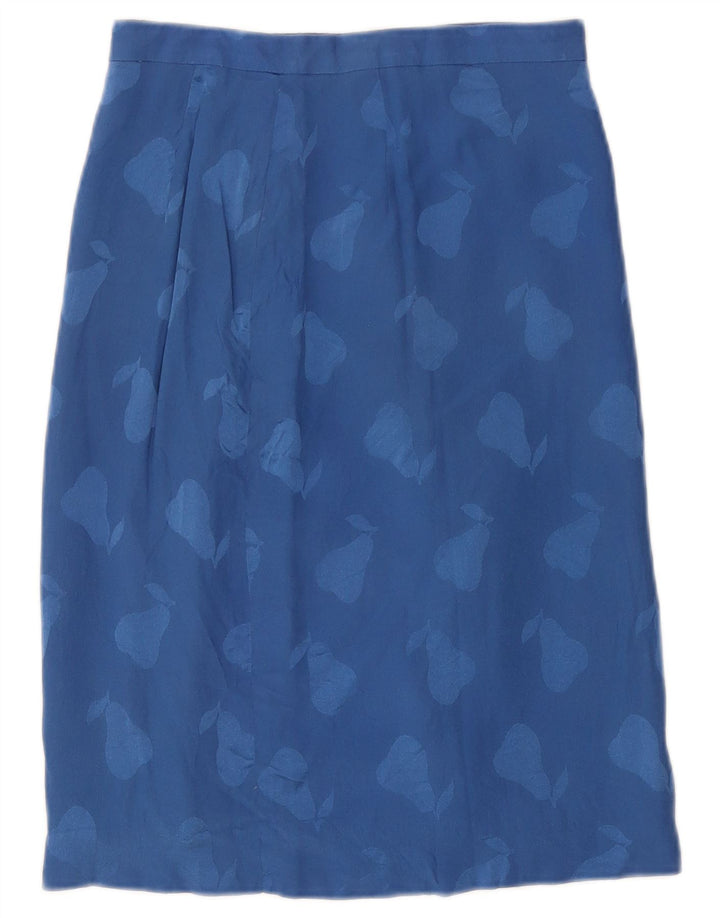 vintage Femmes Motif Abstrait Jupe Droite W26 Petit Bleu